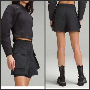 Lululemon Relaxed-Fit Super-High-Rise Cargo Short 4"Black size 10 NWT